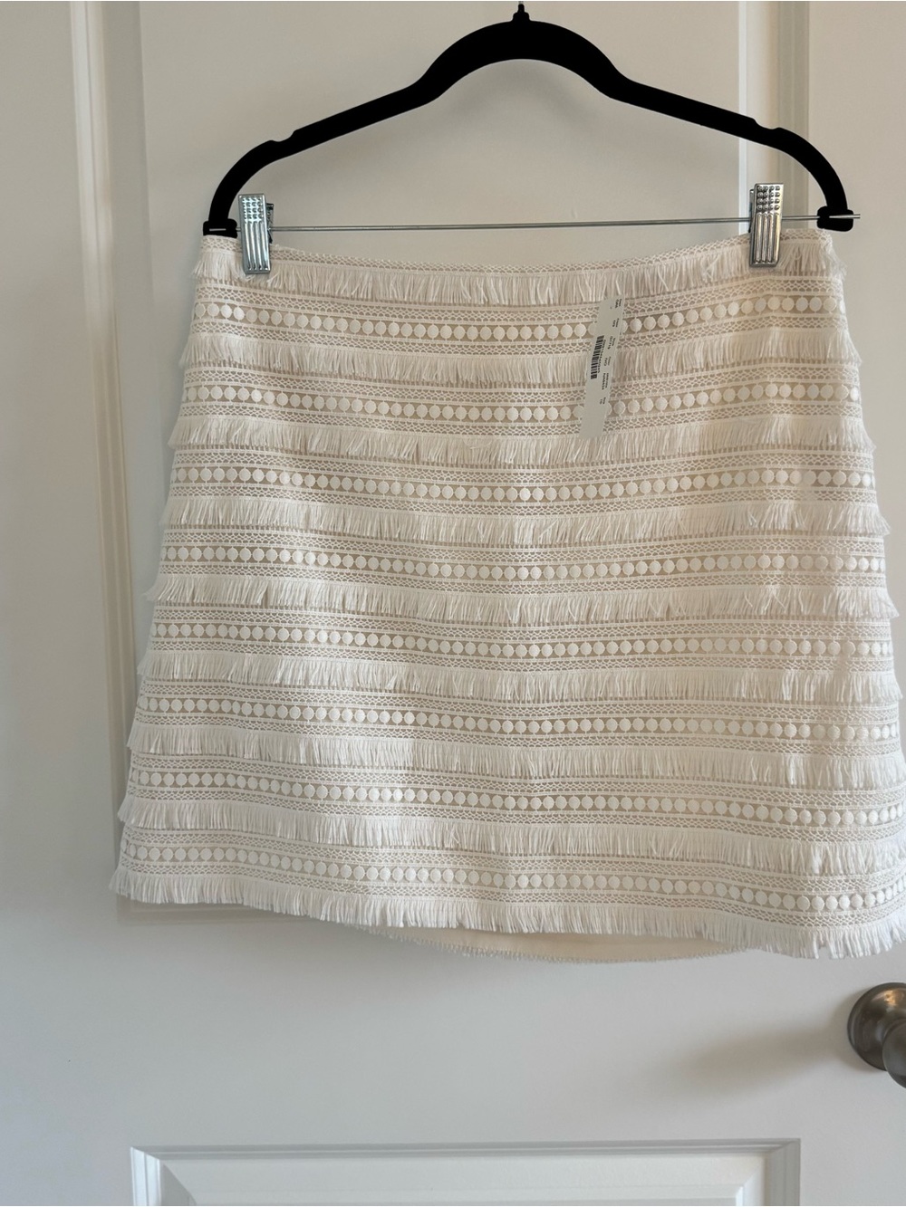 J. Crew Cream Crochet Fringe Mini Skirt